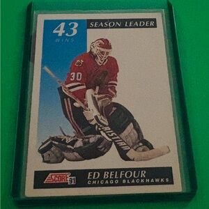 Ed Belfour Chicago Blackhawks Card - Red and Black